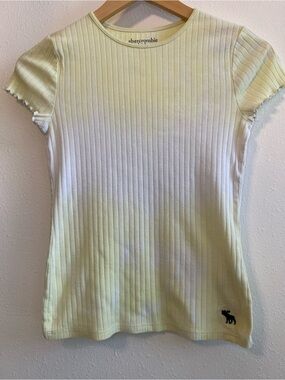 Abercrombie Kids Pale Tye Dye Yellow Ribbed Short-Sleeve Tee